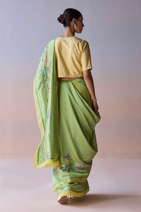 Surmaye Morning Whisper Green Saree 