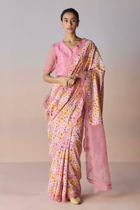 Surmaye Wildflower Dawn Pink Saree 