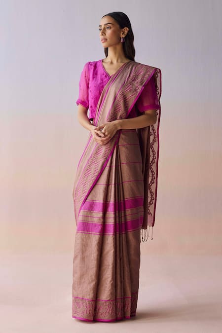 Surmaye Blush Horizon Jamdani Saree 