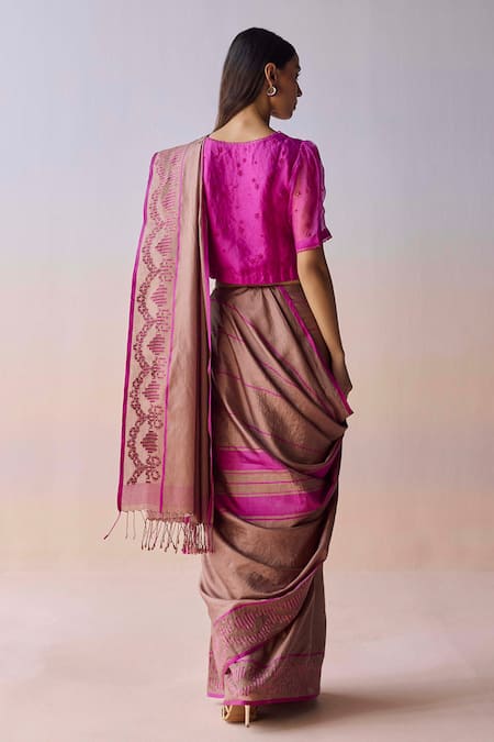 Surmaye Blush Horizon Jamdani Saree 