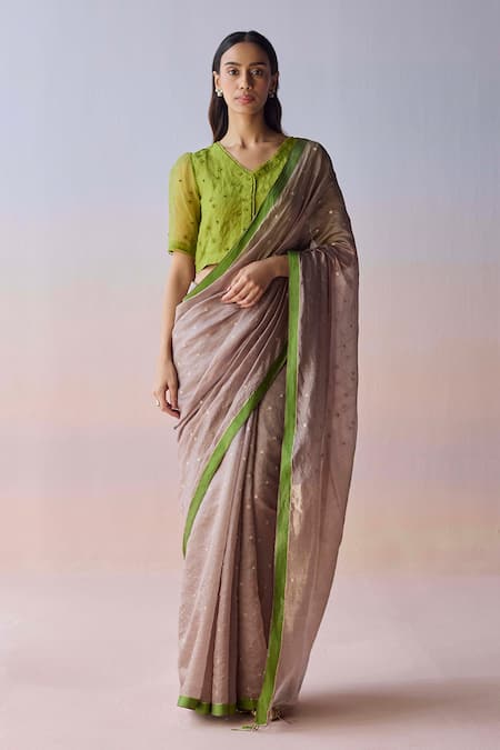 Surmaye Taupe Wildflower Gleam Saree 