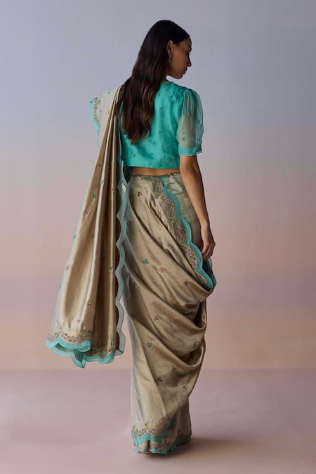 Surmaye Oceans Breath Embroidered Saree 