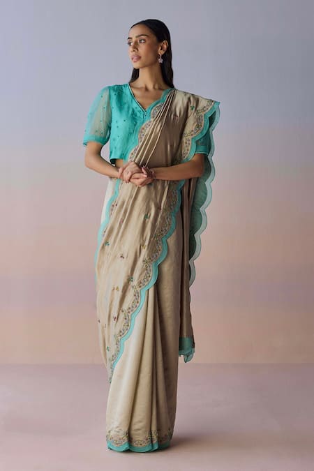 Surmaye Oceans Breath Embroidered Saree 