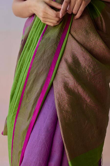 Buy_Surmaye_Multi Color Organza, Silk Ember Whisper Saree _Online_at_Aza_Fashions