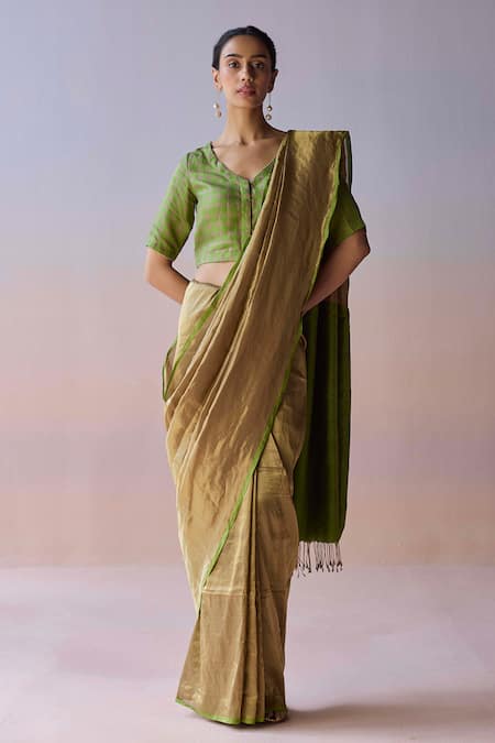 Surmaye Gold Silk Zari, Tassels Eternal Glow Saree 
