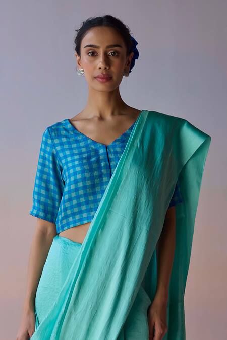Shop Surmaye Blue Organza, Silk Infinite Grace Saree Online at Aza Fashions Shop_Surmaye_Blue Organza, Silk Infinite Grace Saree _Online_at_Aza_Fashions
