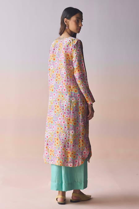 Surmaye Wildflower Dawn Blue Kurta & Pant Set 