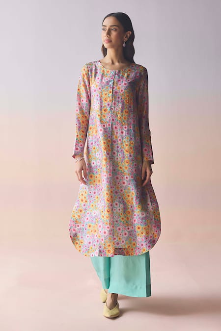 Surmaye Wildflower Dawn Blue Kurta & Pant Set 