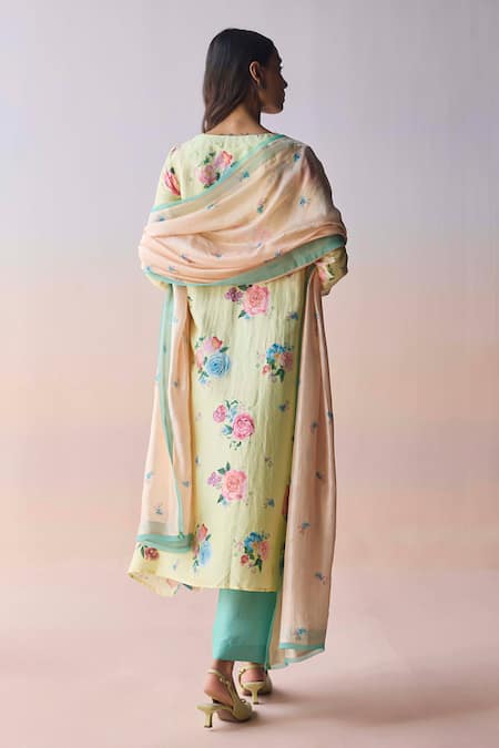 Surmaye Kindred Petals Yellow Kurta & Pant Set 