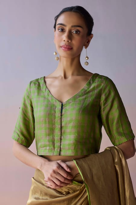 Surmaye Woven Green Blouse 