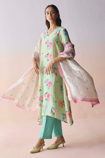 Surmaye Soul Flower Pink Dupatta 