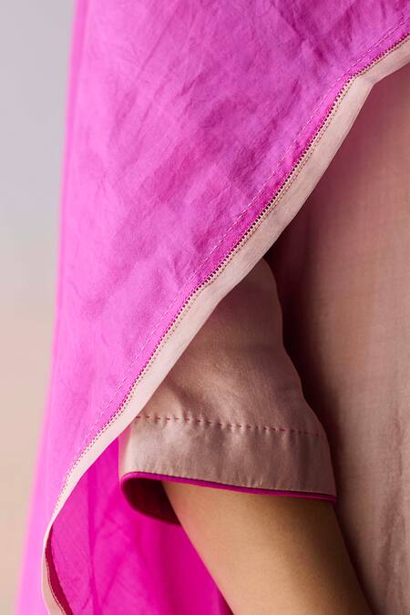 Surmaye_Pink Silk Lightfall Dupatta _at_Aza_Fashions