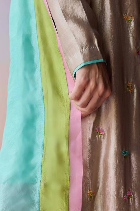 Surmaye_Blue Silk Breeze Of Dawn Dupatta _at_Aza_Fashions