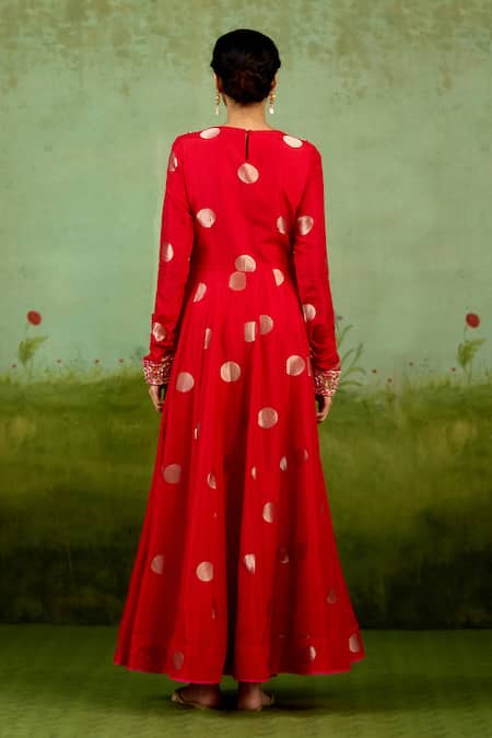 Shyam Narayan Prasad Red Embroidered Anarkali Set 