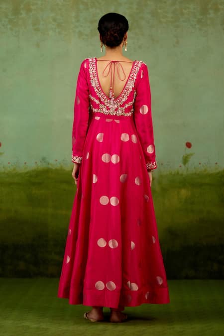 Shyam Narayan Prasad Fuschia Pink Embroidered Anarkali Set 