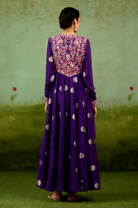 Shyam Narayan Prasad Heliotrope Purple Embroidered Anarkali Set 