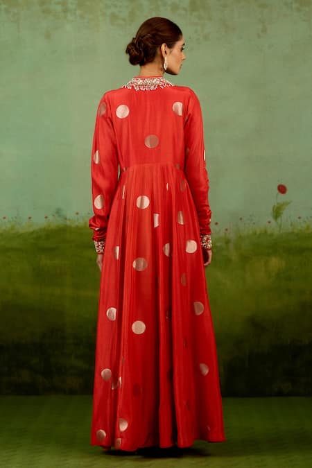 Shyam Narayan Prasad Burnt Orange Embroidered Anarkali Set 