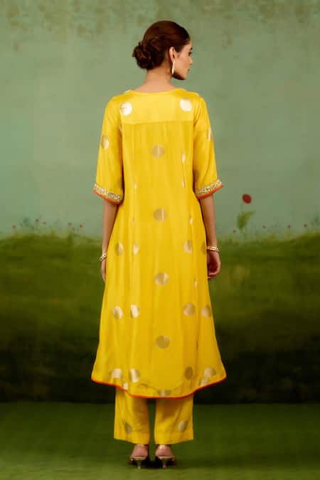 Shyam Narayan Prasad Vibrant Yellow Embroidered Kurta Set 