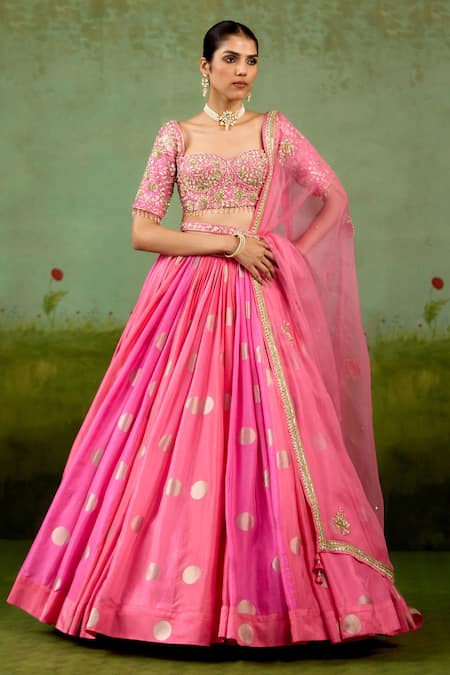 Shyam Narayan Prasad Candy Pink Embroidered Lehenga Set 