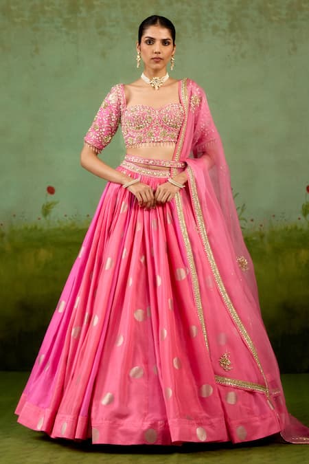 Shyam Narayan Prasad Candy Pink Embroidered Lehenga Set 