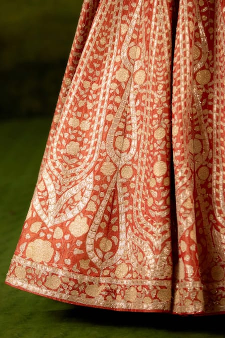 Shyam Narayan Prasad Rust Silk, Organza Embroidery, Zari, Sequins, Beads, Orange Lehenga Set Online at Aza Fashions Shyam Narayan Prasad_Rust Silk, Organza Embroidery, Zari, Sequins, Beads, Orange Lehenga Set _Online_at_Aza_Fashions