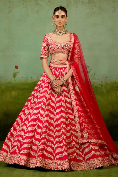 Shyam Narayan Prasad Red Embroidered Lehenga Set 