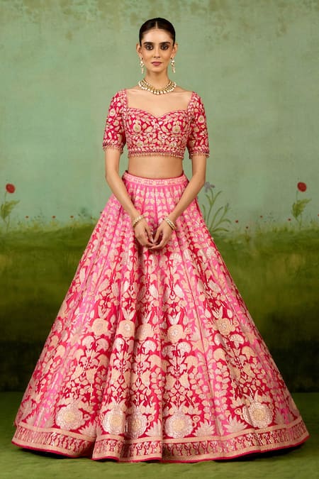 Buy Shyam Narayan Prasad Pink Silk, Organza Embroidery, Metallic Thread, Applique, Beads, Lehenga Set Online at Aza Fashions Buy_Shyam Narayan Prasad_Pink Silk, Organza Embroidery, Metallic Thread, Applique, Beads, Lehenga Set _Online_at_Aza_Fashions