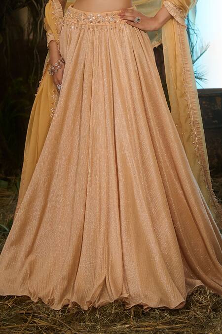 Shop Shashank Arya Orange Knit, Organza Crystals, Sequins Halter Neck, And Embroidered Lehenga Set Online at Aza Fashions Shop_Shashank Arya_Orange Knit, Organza Crystals, Sequins Halter Neck, And Embroidered Lehenga Set _Online_at_Aza_Fashions