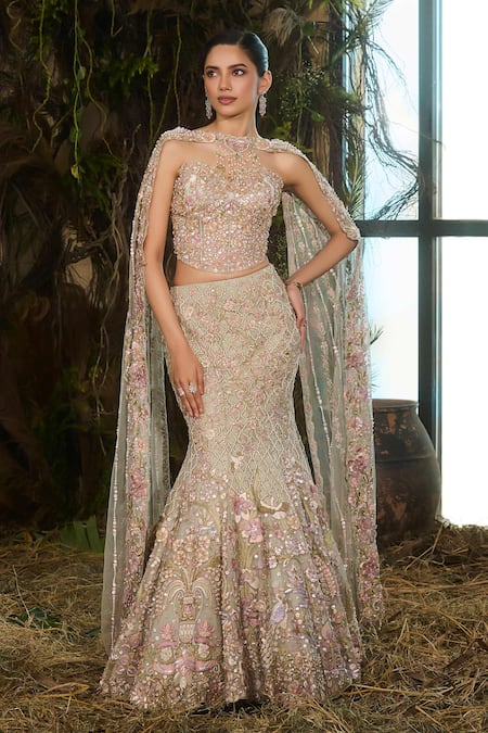 Shashank Arya Resham Embroidered Fishcut Lehenga Set 