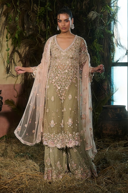 Shashank Arya Embroidered Kurta Sharara Set 