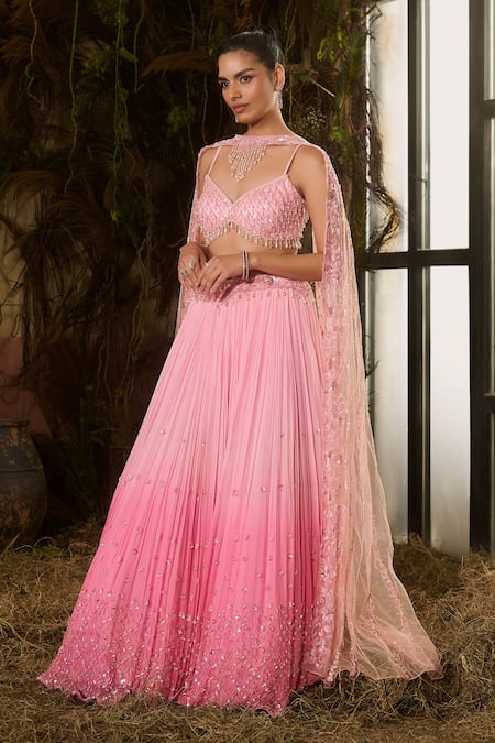 Shashank Arya Ombre Crystal & Sequins Work Lehenga Set 