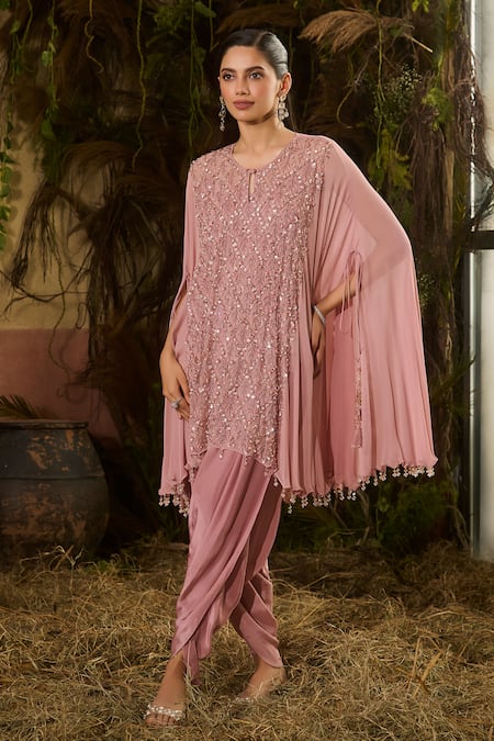 Shashank Arya Sequin Embroidered Cape & Dhoti Pant Set 