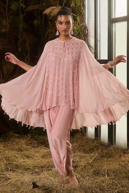 Shashank Arya Sequins & Dabka Embroidered Cape Kurta Set 
