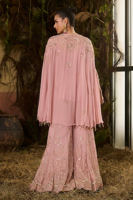 Shashank Arya Embroidered Cape Kurta Sharara Set 