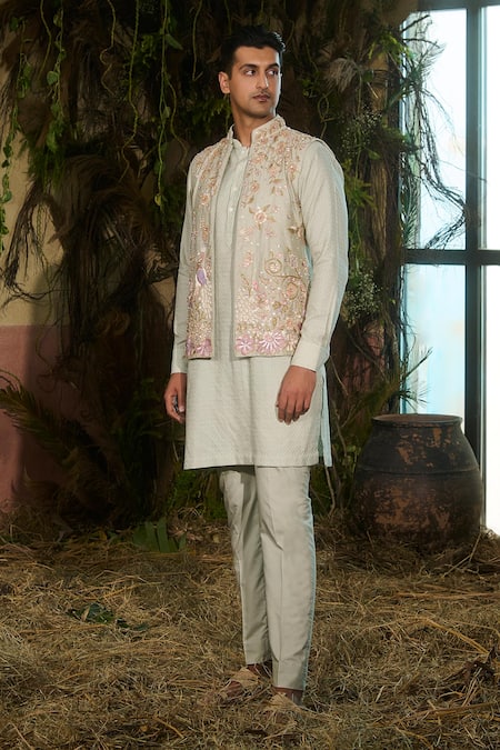 Shashank Arya Resham & Sequins Embroidered Nehru Jacket Set 
