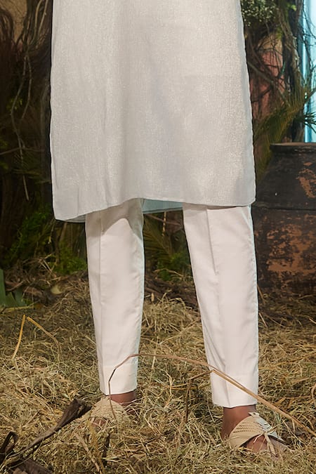 Buy_Shashank Arya_Blue Georgette, Cotton, Rayon Embroidery Metallic Kurta Set _Online_at_Aza_Fashions