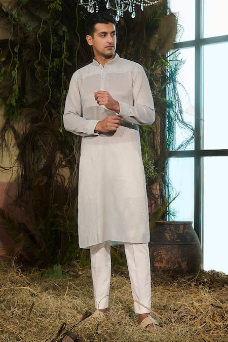 Shop_Shashank Arya_Blue Georgette, Cotton, Rayon Embroidery Metallic Kurta Set _Online_at_Aza_Fashions