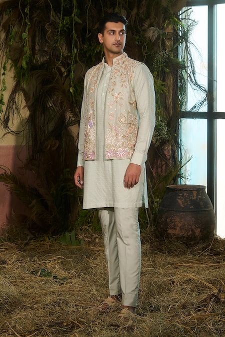 Shashank Arya Resham & Sequin Embroidered Nehru Jacket 