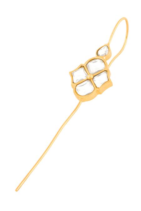 Mnsh_Gold Plated Imitation Gemstones Noor Polki Earcuff _Online_at_Aza_Fashions