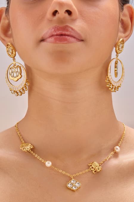 Mnsh Polki Haathi Necklace 