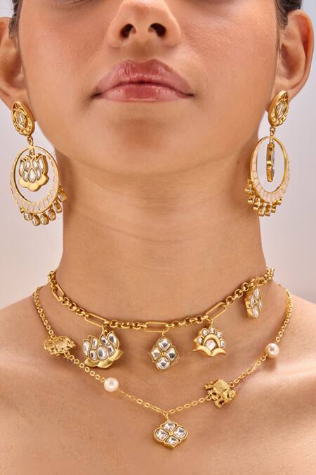 Buy_Mnsh_Gold Plated Polki Haathi Necklace _Online_at_Aza_Fashions