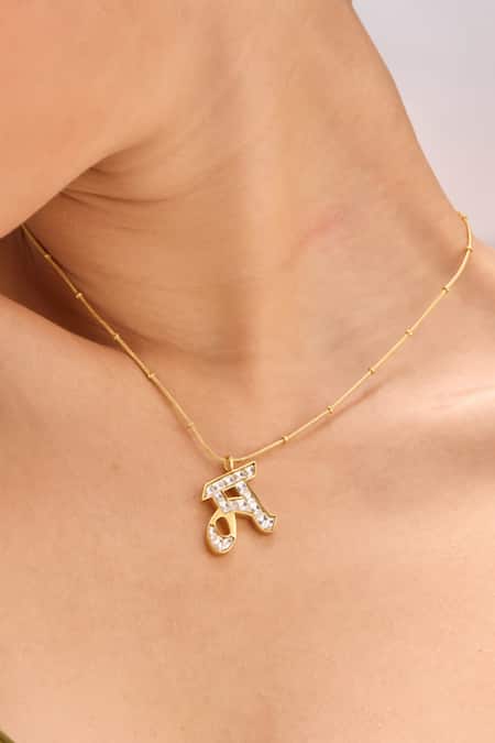 Mnsh Polki M Shaped Pendant Necklace 