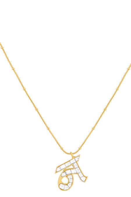 Buy_Mnsh_Gold Plated Polki N Shaped Pendant Necklace _Online_at_Aza_Fashions