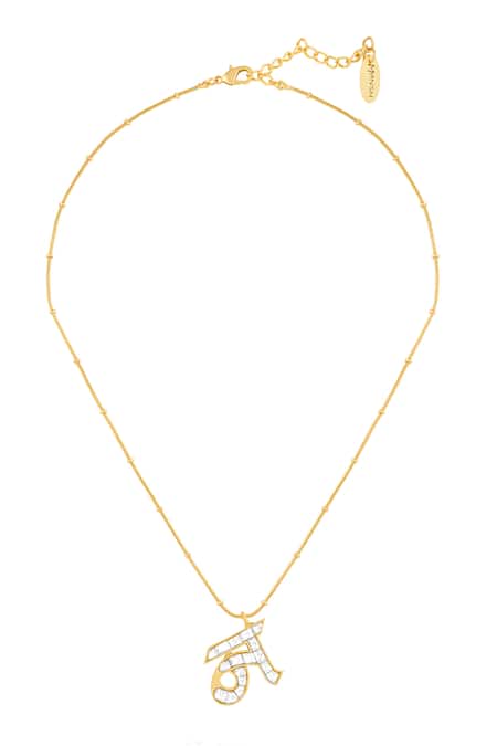 Mnsh Polki N Shaped Pendant Necklace 