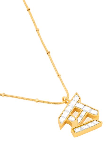 Buy_Mnsh_Gold Plated Polki S Shaped Pendant Necklace _Online_at_Aza_Fashions