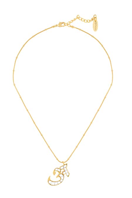 Mnsh Polki A Shaped Pendant Necklace 