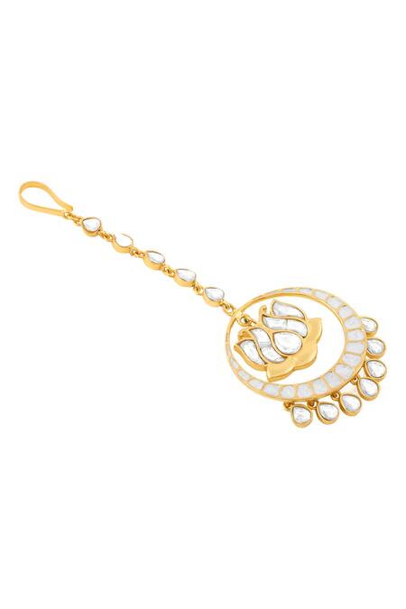 Mnsh_Gold Plated Kamal Polki Maangtika _Online_at_Aza_Fashions