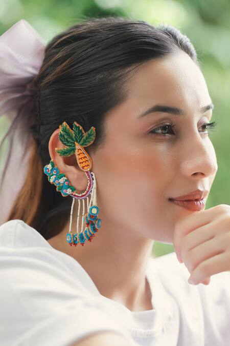 Buy_Krutiarts_Multi Color Embroidery, Beads, Mirrors Shilpa Earrings _Online_at_Aza_Fashions