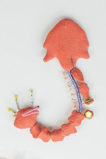 Buy_Krutiarts_Peach Embroidery, Beads, Mirrors Madhuri Earrings 