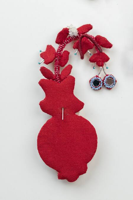 Shop_Krutiarts_Red Embroidery, Beads, Mirrors Karishma Earrings _Online_at_Aza_Fashions